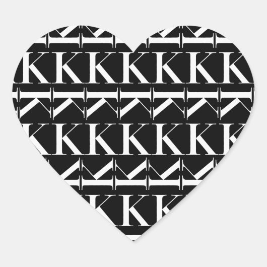 Monogram Initiaal letter K Hart Sticker (Voorkant)