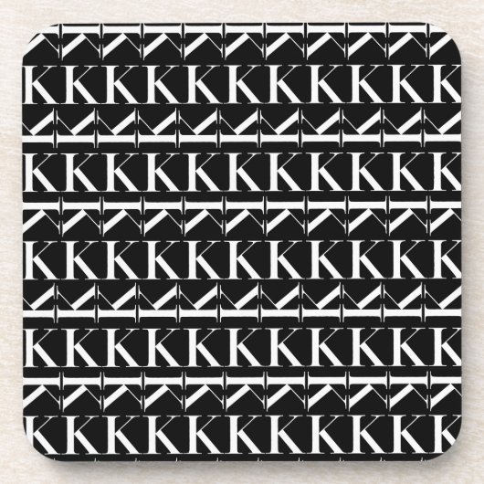 Monogram Initiaal Letter K, Kies Achtergrondkleur Bier Onderzetter (Voorkant)