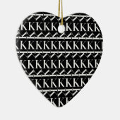 Monogram Initiaal Letter K, Kies Achtergrondkleur Keramisch Ornament (Rechts)