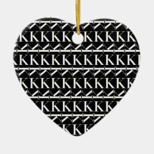Monogram Initiaal Letter K, Kies Achtergrondkleur Keramisch Ornament