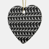 Monogram Initiaal Letter K, Kies Achtergrondkleur Keramisch Ornament (Links)