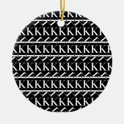Monogram Initiaal Letter K, Kies Achtergrondkleur Keramisch Ornament (Voorkant)