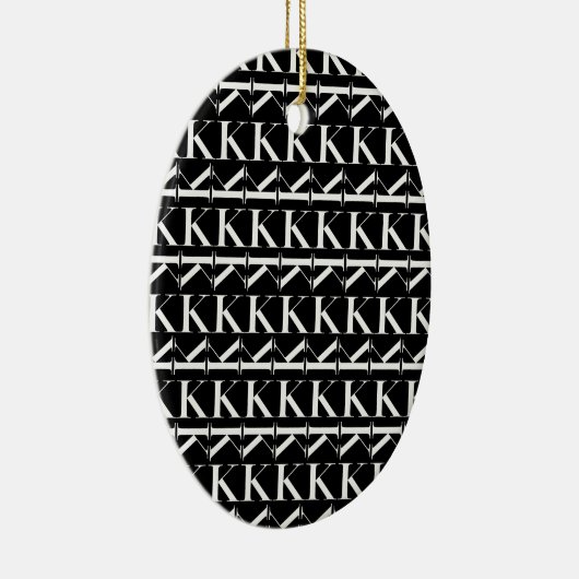 Monogram Initiaal Letter K, Kies Achtergrondkleur Keramisch Ornament (Rechts)