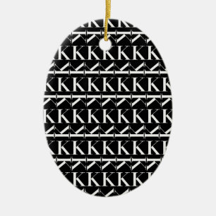 Monogram Initiaal Letter K, Kies Achtergrondkleur Keramisch Ornament