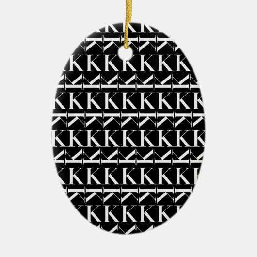 Monogram Initiaal Letter K, Kies Achtergrondkleur Keramisch Ornament (Voorkant)