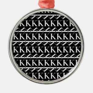 Monogram Initiaal Letter K, Kies Achtergrondkleur Metalen Ornament