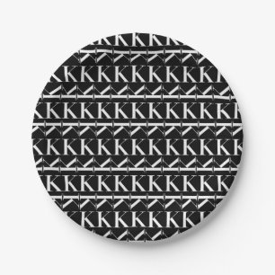 Monogram Initiaal Letter K, Kies Achtergrondkleur Papieren Bordje