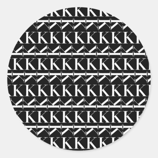 Monogram Initiaal letter K Ronde Sticker (Voorkant)
