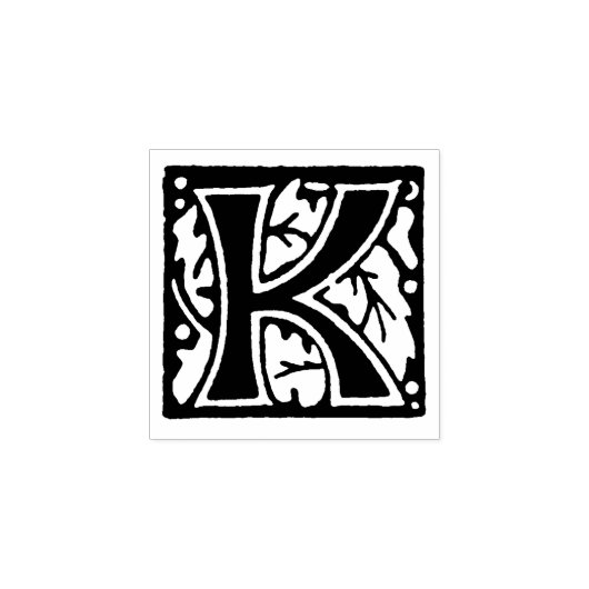 Monogram  initiaal letter K Rubberstempel (Afrduk)