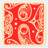  monogram Initiaal letter K Vierkante Sticker (Voorkant)
