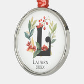 Monogram Initiaal letter L Berry krans kerst Metalen Ornament (Links)