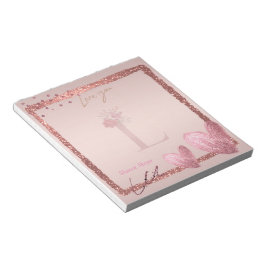 Monogram Initiaal Letter L Roos Gold Notitieblok