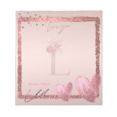 Monogram Initiaal Letter L  Roos Gold Notitieblok (Voorkant)