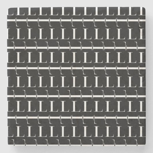 Monogram Initiaal Letter L Stenen Onderzetter (Voorkant)