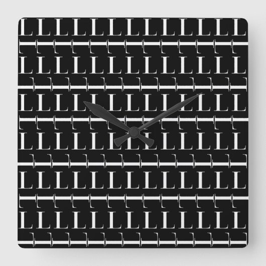 Monogram Initiaal Letter L Vierkante Klok (Voorkant)