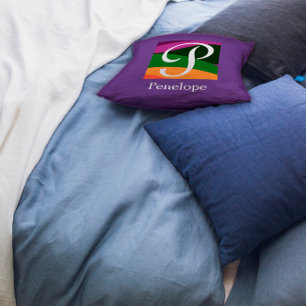 Monogram Initiaal Letter lavender Sierkussen