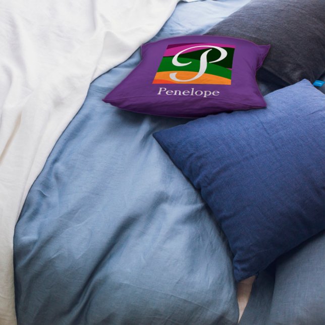 Monogram Initiaal Letter lavender Sierkussen (Creator heeft geüpload)