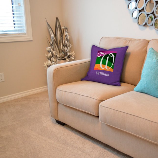 Monogram Initiaal Letter lavender Sierkussen (Creator heeft geüpload)