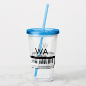 Monogram initiaal letter letter naam tekst piano m acryl drinkbeker (Achterkant)