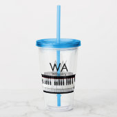 Monogram initiaal letter letter naam tekst piano m acryl drinkbeker (Voorkant)