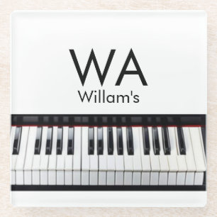 Monogram initiaal letter letter naam tekst piano m glazen onderzetter