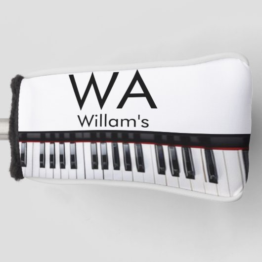 Monogram initiaal letter letter naam tekst piano m golfheadcover (Voorkant)