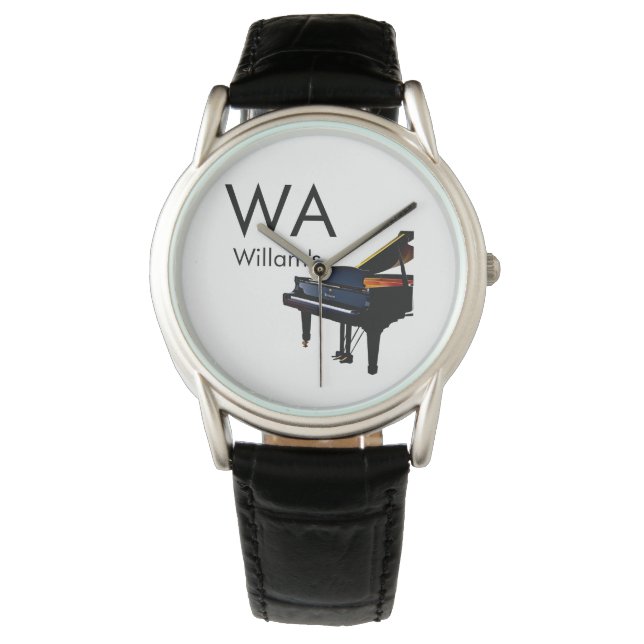 Monogram initiaal letter letter naam tekst piano m horloge (Voorkant)