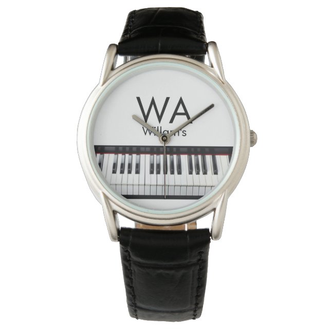 Monogram initiaal letter letter naam tekst piano m horloge (Voorkant)