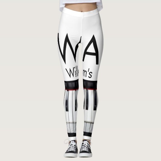 Monogram initiaal letter letter naam tekst piano m leggings (Voorkant)