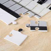 Monogram initiaal letter letter naam tekst piano m legpuzzel (Zijkant)