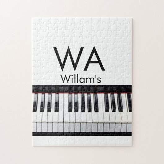 Monogram initiaal letter letter naam tekst piano m legpuzzel (Verticaal)