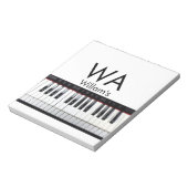 Monogram initiaal letter letter naam tekst piano m notitieblok (Linkerzijde)