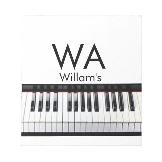 Monogram initiaal letter letter naam tekst piano m notitieblok (Voorkant)