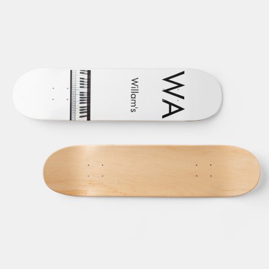 Monogram initiaal letter letter naam tekst piano m persoonlijk skateboard (Horizontaal)