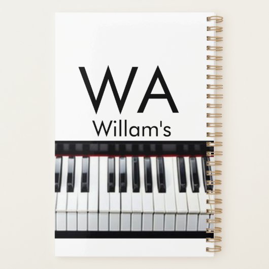 Monogram initiaal letter letter naam tekst piano m planner (Achterkant)