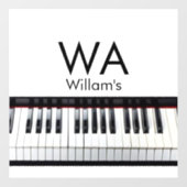 Monogram initiaal letter letter naam tekst piano m raamsticker (Vel)