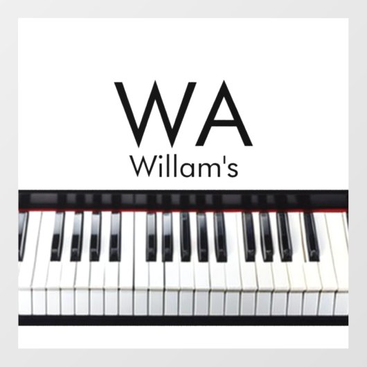 Monogram initiaal letter letter naam tekst piano m raamsticker (Vel)