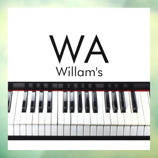 Monogram initiaal letter letter naam tekst piano m raamsticker (Vel 3)