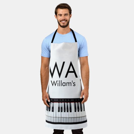 Monogram initiaal letter letter naam tekst piano m schort (Gedragen)