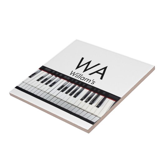 Monogram initiaal letter letter naam tekst piano m tegeltje (Zijkant)