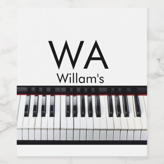 Monogram initiaal letter letter naam tekst piano m wijn etiket (Enkel label)