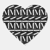 Monogram Initiaal letter M Hart Sticker (Voorkant)