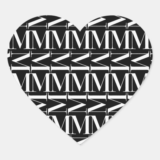 Monogram Initiaal letter M Hart Sticker (Voorkant)
