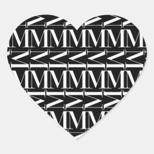 Monogram Initiaal letter M Hart Sticker