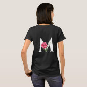 Monogram Initiaal Letter M in White met roze Rose T-shirt (Achterkant volledig)
