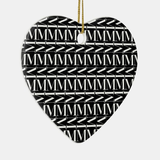 Monogram Initiaal letter M Keramisch Ornament (Rechts)