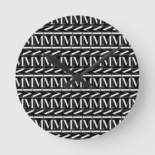 Monogram Initiaal Letter M, kies Achtergrondkleur Ronde Klok (Voorkant)