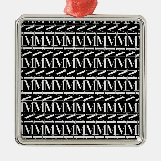 Monogram Initiaal letter M Metalen Ornament (Voorkant)