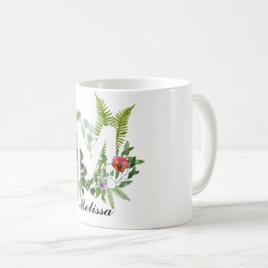 Monogram Initiaal Letter M | Moderne aangepaste na Koffiemok (Voorkant rechts)