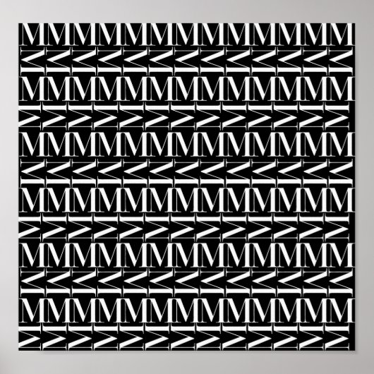 Monogram Initiaal letter M Poster (Voorkant)